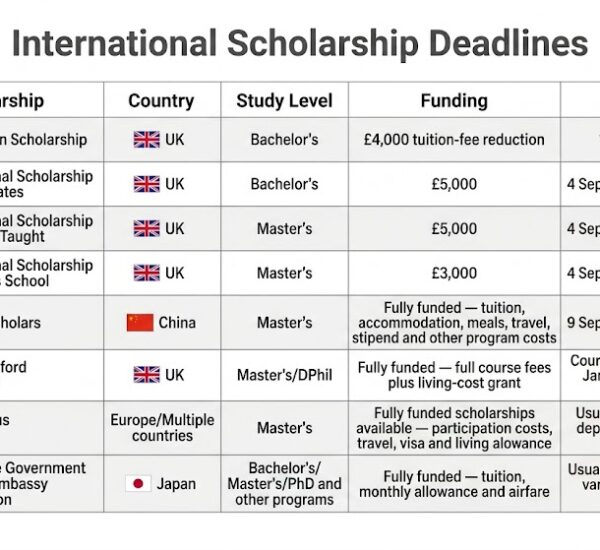 8 International Scholarship Deadlines You Cannot Miss in September