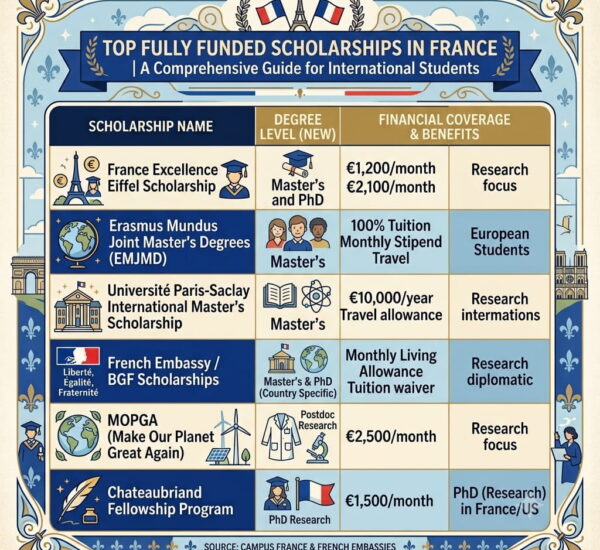 Top 6 Fully Funded Scholarships in France — Complete Guide for International Students