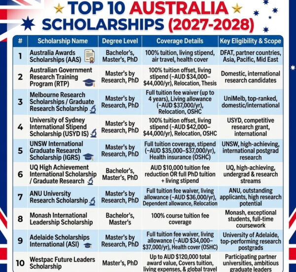 Top 10 Australia Scholarships 2027-2028 — Complete Guide for International Students