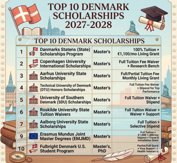 Top 10 Denmark Scholarships for International Students 2027-2028 — Complete Guide
