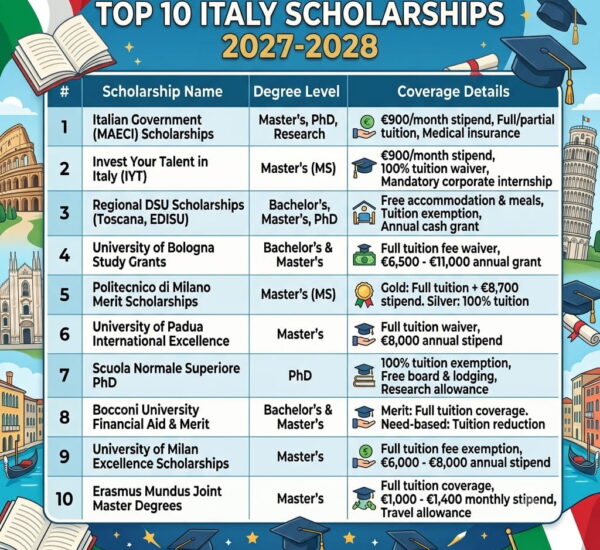 Top 10 Italy Scholarships for International Students — Complete Guide With Coverage