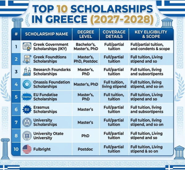 Top 10 Scholarships in Greece for International Students 2027-2028 — Complete Guide