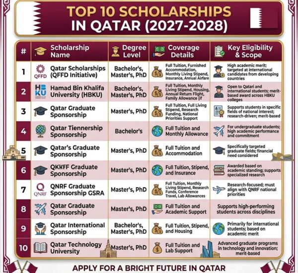 Top 10 Scholarships in Qatar for International Students 2027-2028 — Complete Guide