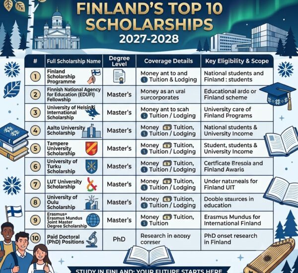 Finland's Top 10 Scholarships for International Students 2027-2028 — Complete Guide