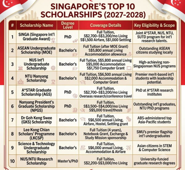 Singapore's Top 10 Scholarships for International Students 2027-2028 — Complete Guide