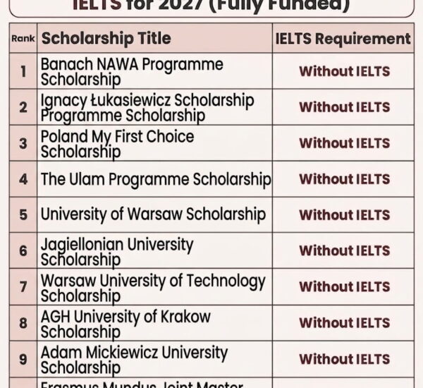 10 Best Poland Scholarships Without IELTS for 2027 (Fully Funded)