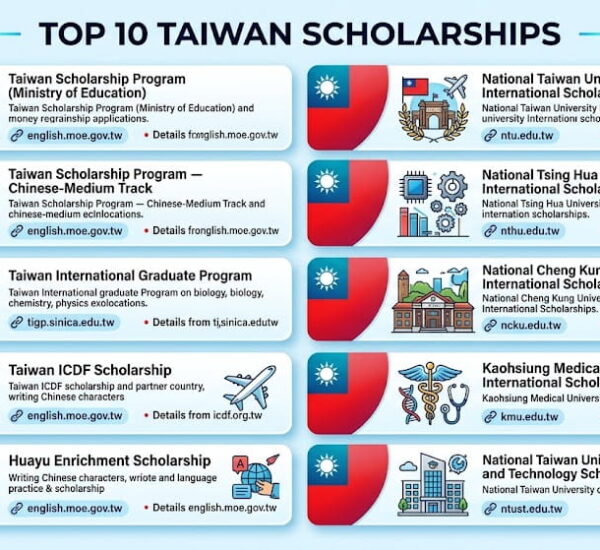 10 Best Taiwan Scholarships Without IELTS for 2027 (Fully Funded)