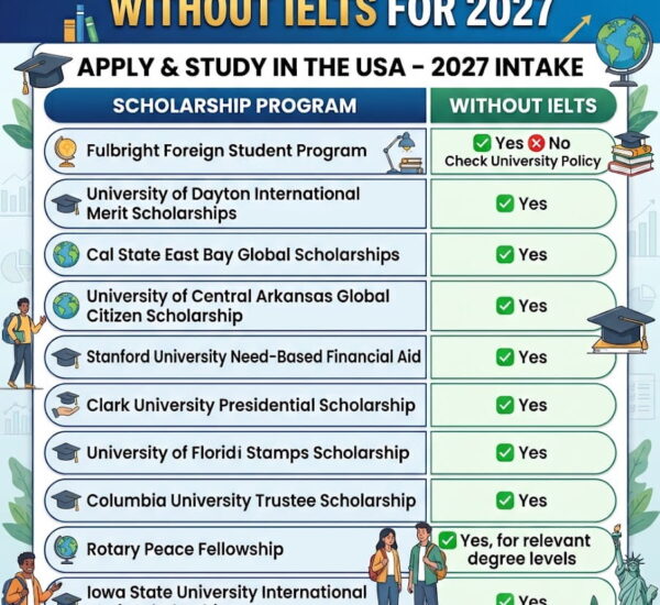 10 Best USA Scholarships Without IELTS for 2027